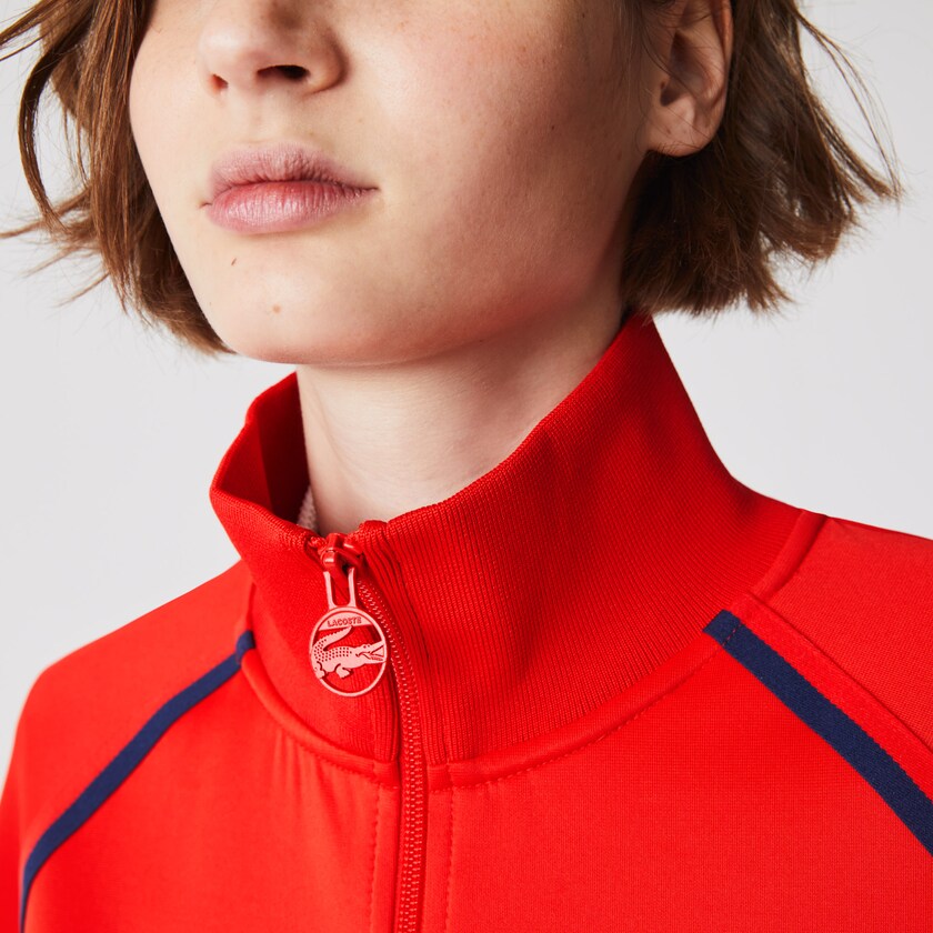 Moletons Vermelhas Azuis Vermelhas Feminino Lacoste Stand-Up Collar Vintage Style Zip RM1-11401H0