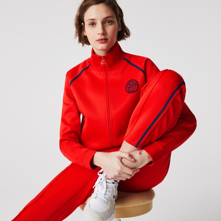 Moletons Vermelhas Azuis Vermelhas Feminino Lacoste Stand-Up Collar Vintage Style Zip RM1-11401H0