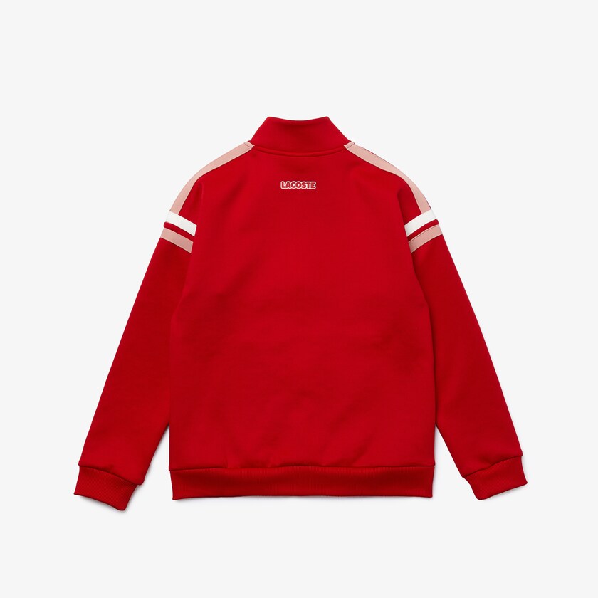 Moletons Vermelhas Branco Criança Lacoste Striped Band Zippered HX9-66576Q5