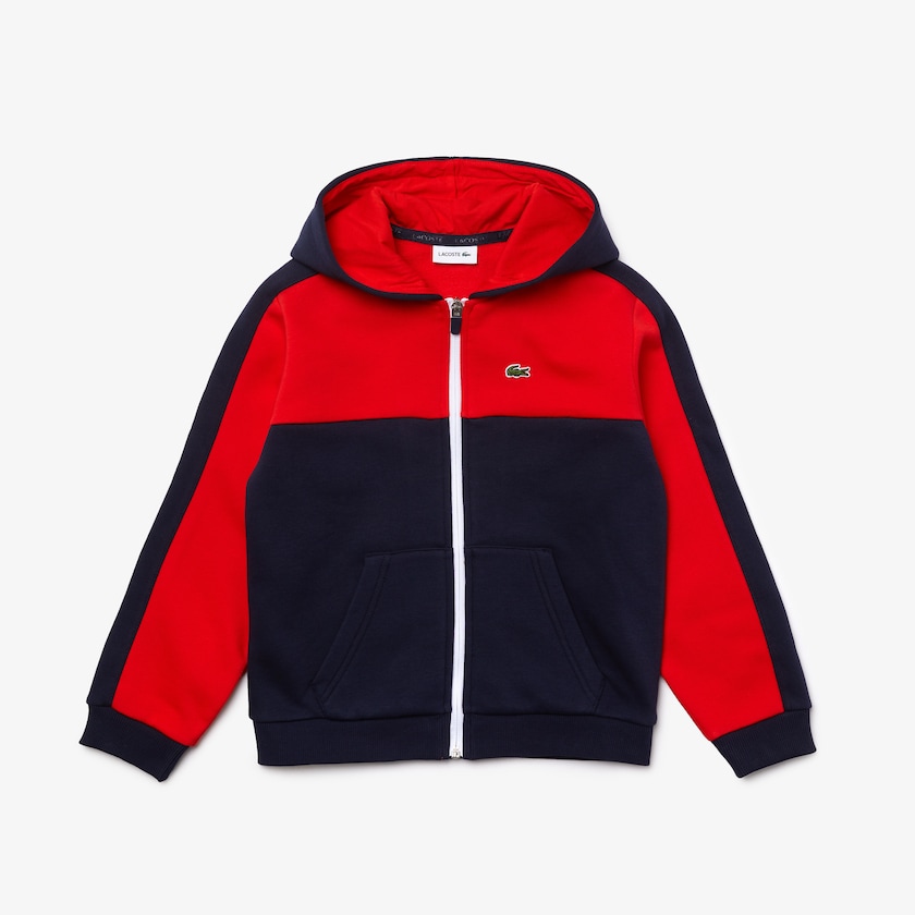 Moletons Azul Marinho Azuis Vermelhas Criança Lacoste Two-Tone Croc-Print Hooded Zip NP1-64346E7