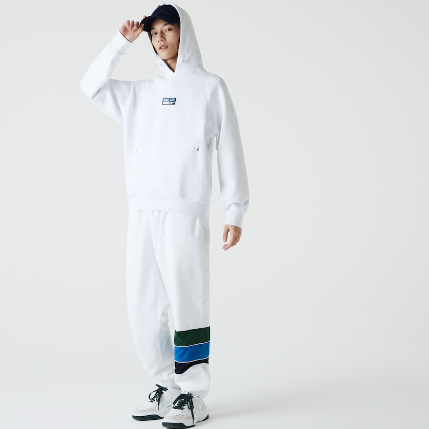 Moletons Branco Masculino Lacoste Zip Pocket Hooded With Badge UN4-66026P2