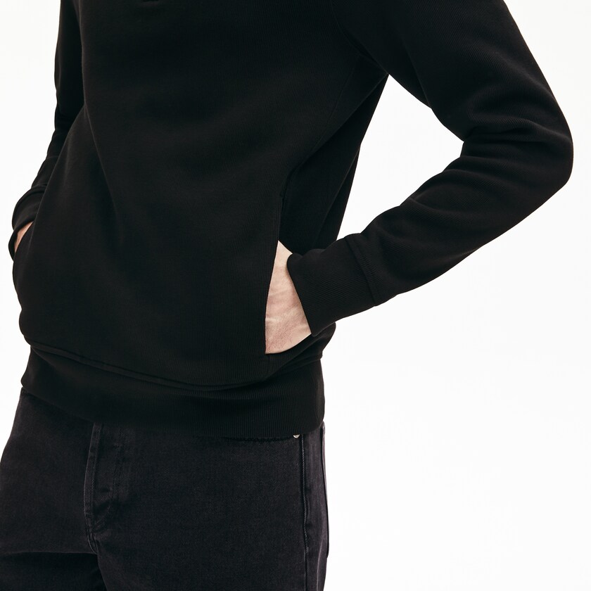 Moletons Pretas Cinzentas Masculino Lacoste Zip Stand-Up Collar Ribbed JU5-91159H7