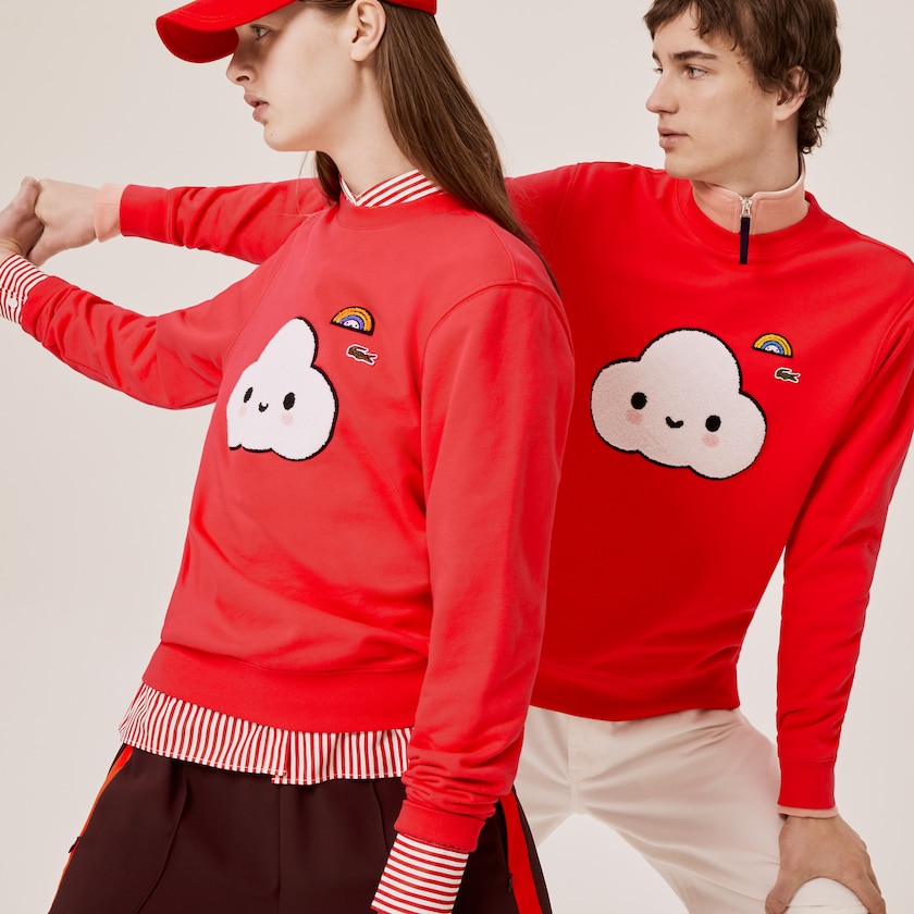 Moletons Vermelhas Feminino Lacoste x FriendsWithYou Print GI9-83058O9