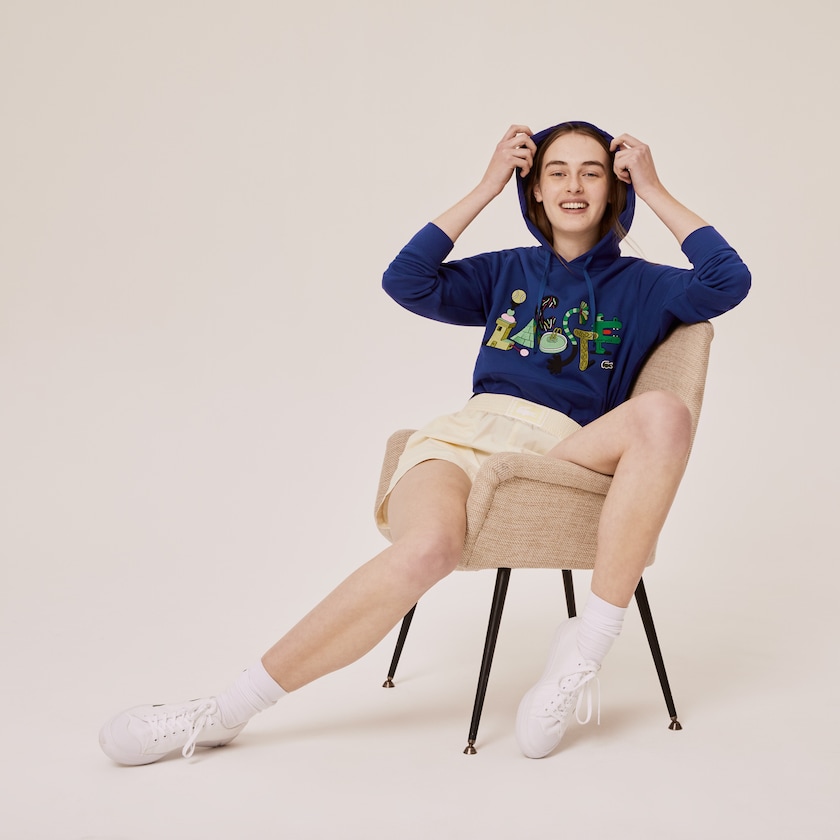 Moletons Azul Marinho Azuis Masculino Lacoste x Jeremyville Print Hooded NM9-07090Q9