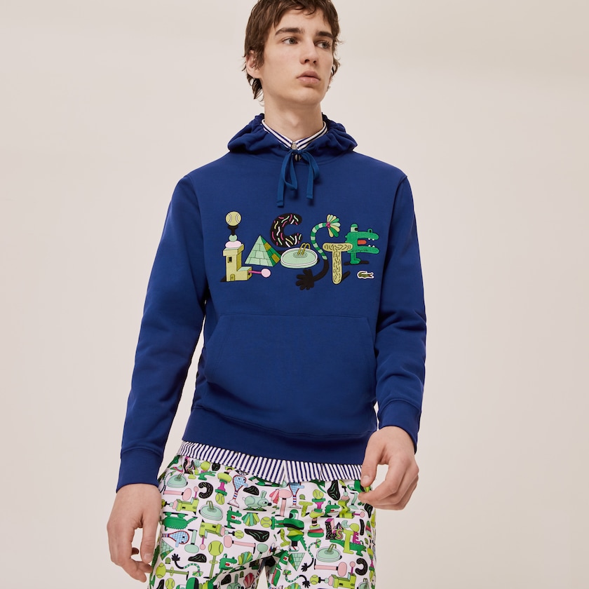 Moletons Azul Marinho Azuis Masculino Lacoste x Jeremyville Print Hooded NM9-07090Q9