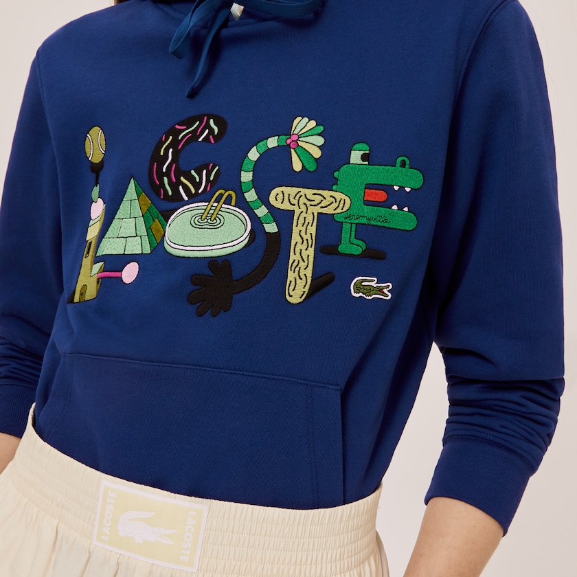 Moletons Azul Marinho Azuis Masculino Lacoste x Jeremyville Print Hooded NM9-07090Q9