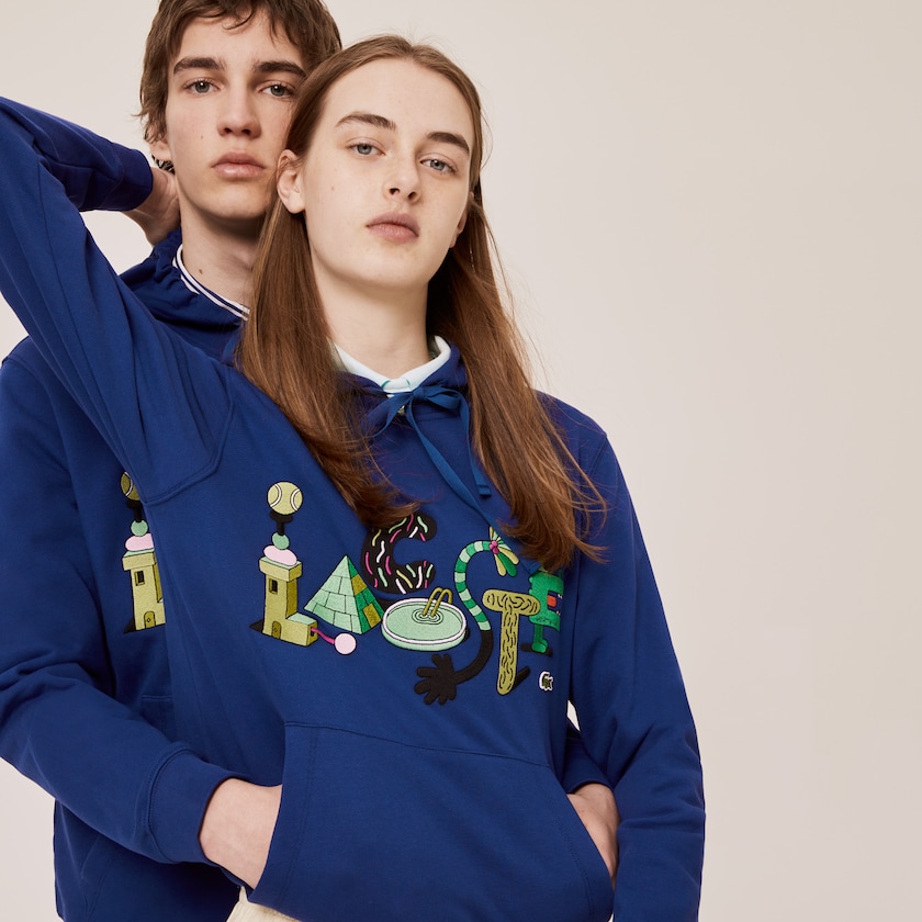 Moletons Azul Marinho Azuis Masculino Lacoste x Jeremyville Print Hooded NM9-07090Q9