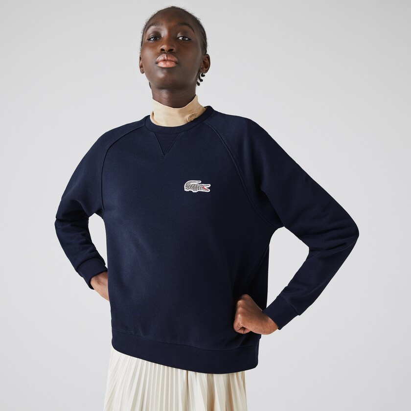 Moletons Azul Marinho Azuis Branco Feminino Lacoste x National Geographic Cotton Fleece JX2-70447H0