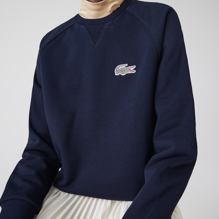 Moletons Azul Marinho Azuis Branco Feminino Lacoste x National Geographic Cotton Fleece JX2-70447H0