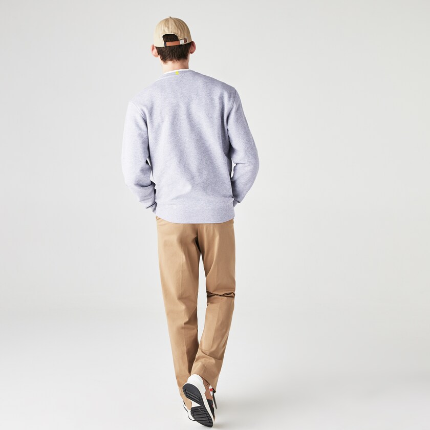 Moletons Cinzentas Branco Masculino Lacoste x National Geographic Organic Cotton OI8-89998P7
