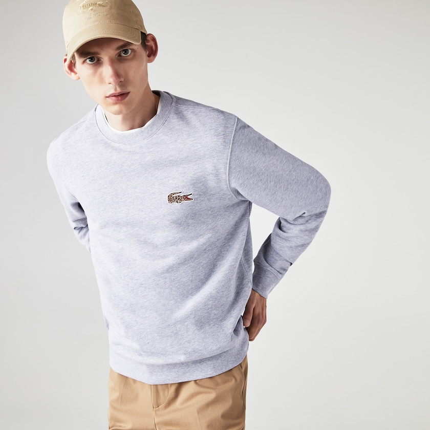 Moletons Cinzentas Branco Masculino Lacoste x National Geographic Organic Cotton OI8-89998P7