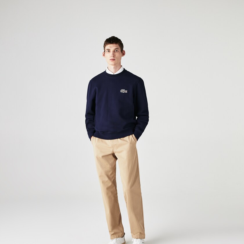 Moletons Azul Marinho Azuis Branco Masculino Lacoste x National Geographic Organic Cotton NY2-61406E8
