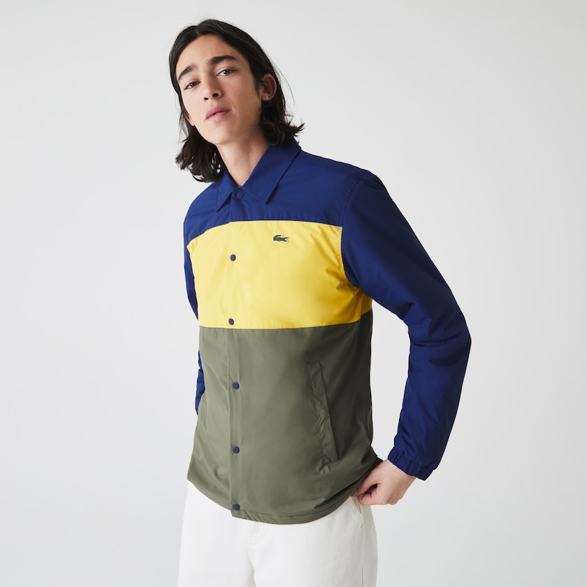 Sobrecamisas Azuis Amarelas Caqui Verdes Masculino Lacoste Colorblock Water-Resistant Quilted VO7-54105N2