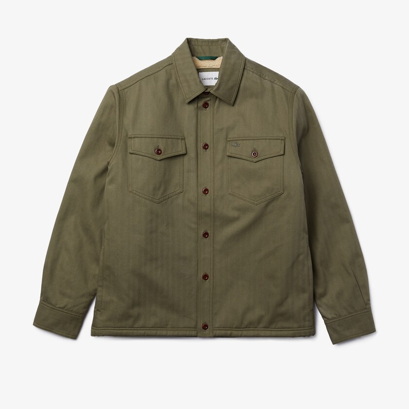Sobrecamisas Caqui Verdes Masculino Lacoste Warm Lined Chevron Cotton HZ0-13811E9