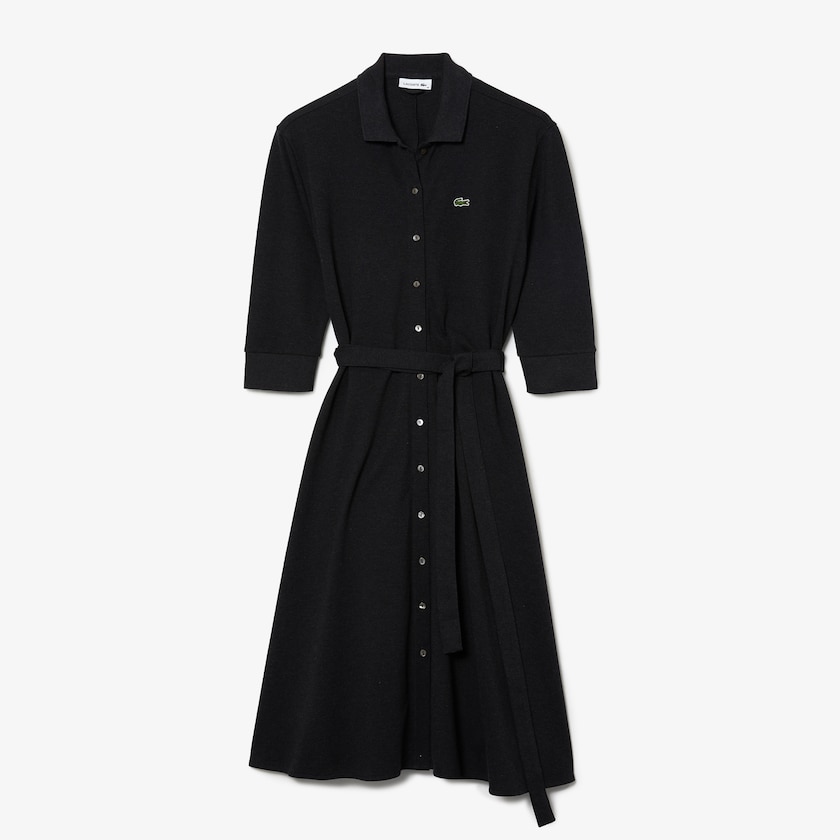 Vestido Polo Cinzentas Feminino Lacoste Buttoned Belted Cotton Piqué XB4-42044L4
