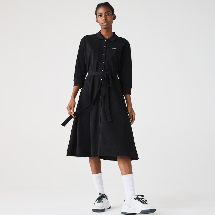 Vestido Polo Cinzentas Feminino Lacoste Buttoned Belted Cotton Piqué XB4-42044L4
