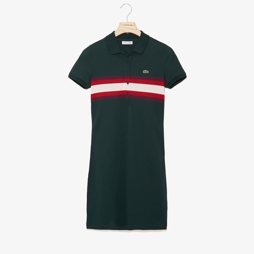 Vestido Polo Verdes Vermelhas Escuro Luz Rosa Feminino Lacoste Color Block Stripe OH8-94769U0