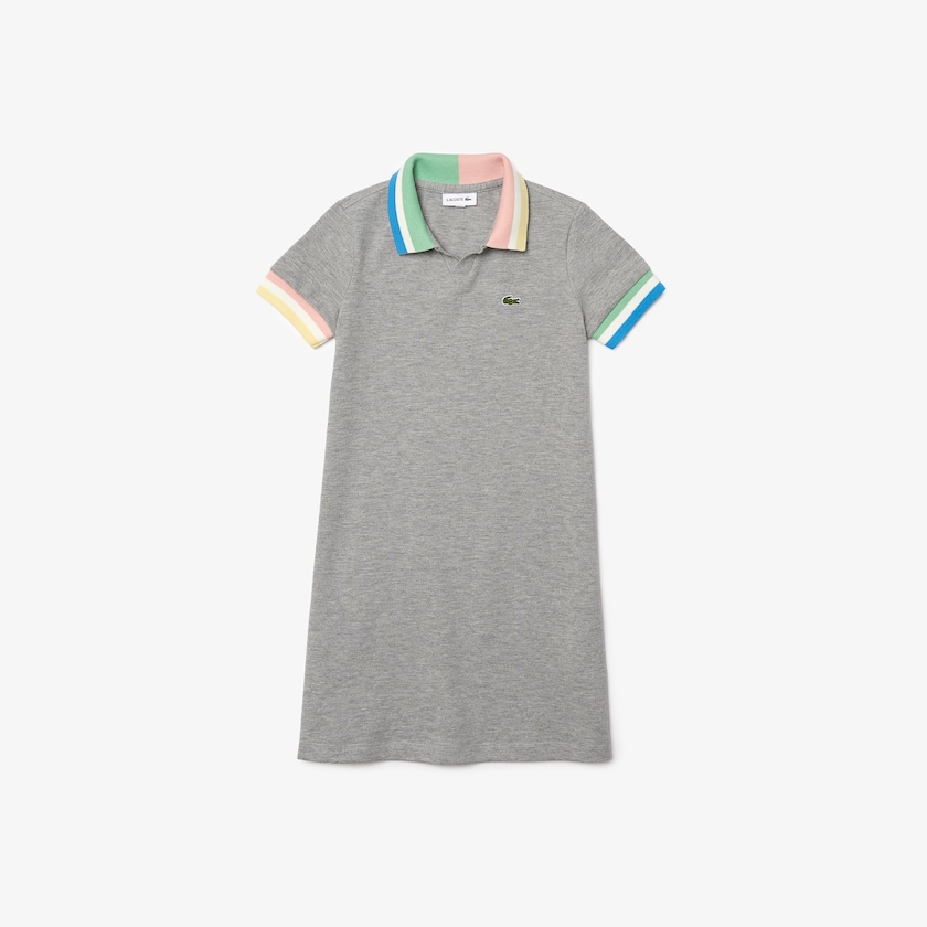 Vestido Polo Cinzentas Branco Criança Lacoste Colorblock Cotton Piqué TA8-01620U8