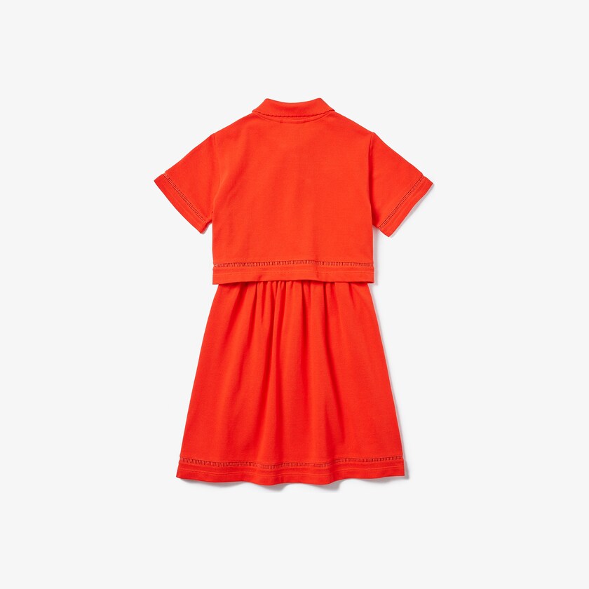 Vestido Polo Vermelhas Criança Lacoste Cotton Petit Piqué QJ9-94419J2
