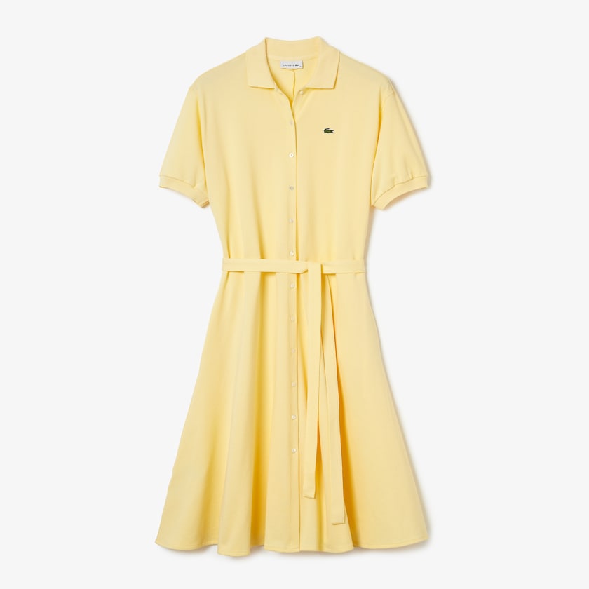 Vestido Polo Amarelas Feminino Lacoste Cotton Piqué Belted JL5-11141S7
