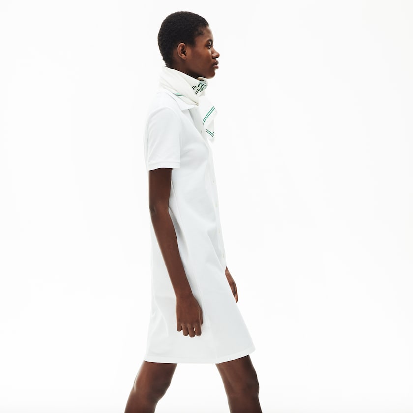 Vestido Polo Branco Feminino Lacoste Cotton Piqué Buttoned QZ2-69286P6