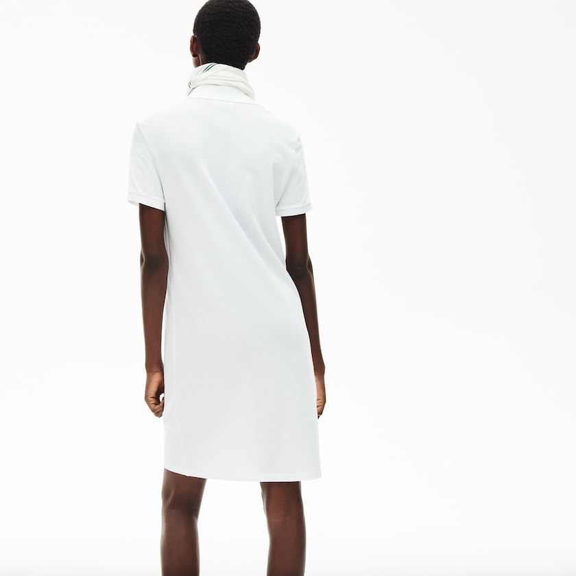 Vestido Polo Branco Feminino Lacoste Cotton Piqué Buttoned QZ2-69286P6