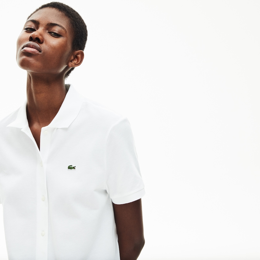 Vestido Polo Branco Feminino Lacoste Cotton Piqué Buttoned QZ2-69286P6