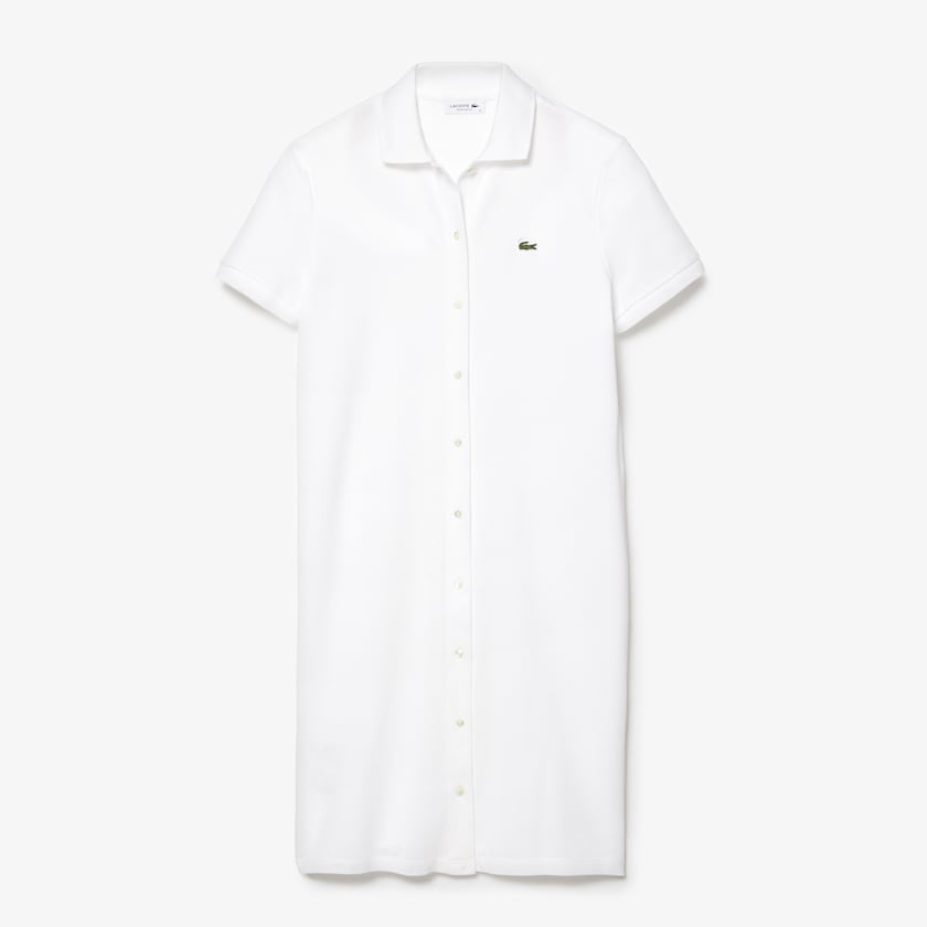 Vestido Polo Branco Feminino Lacoste Cotton Piqué Buttoned QZ2-69286P6