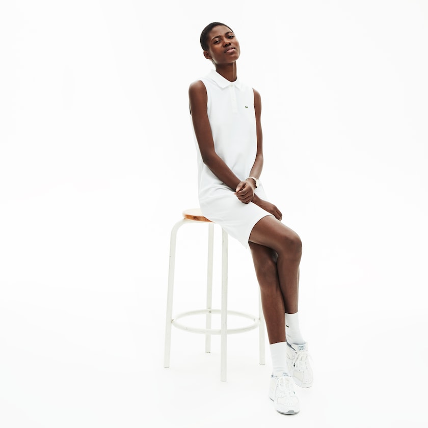 Vestido Polo Branco Feminino Lacoste Cotton Piqué JV3-71157J6