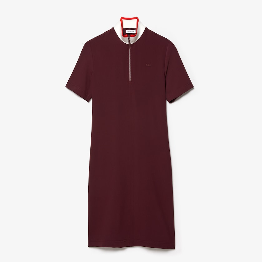 Vestido Polo Vermelhas Escuro Branco Vermelhas Feminino Lacoste Flared Zip-Up VH6-42704O3