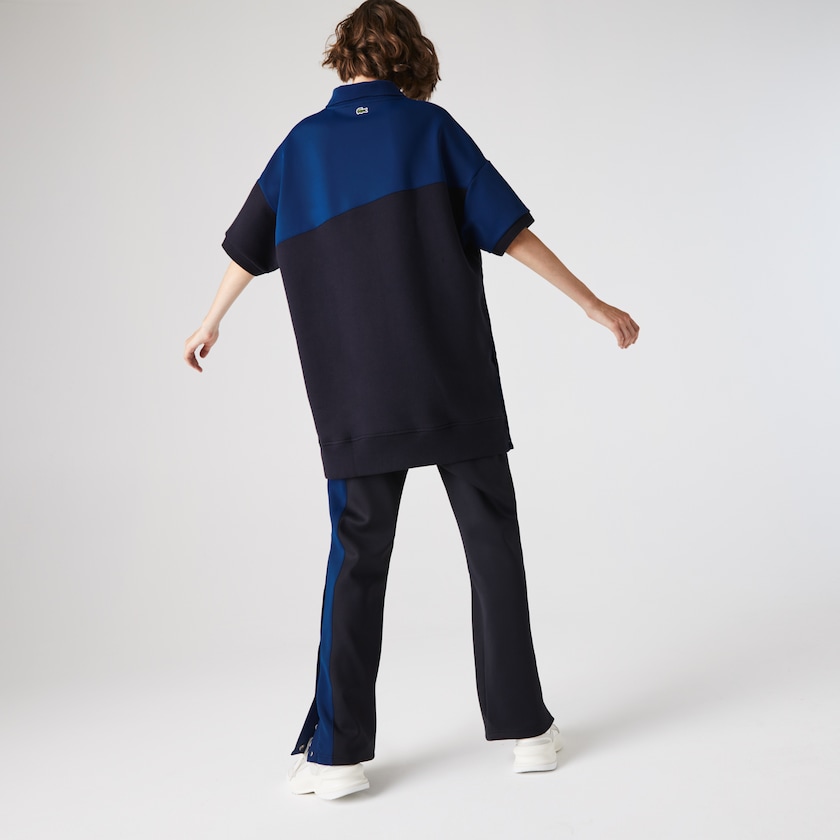 Vestido Polo Azul Marinho Azuis Azuis Feminino Lacoste LIVE Two-Tone Fleece And Neoprene GG5-42304C8
