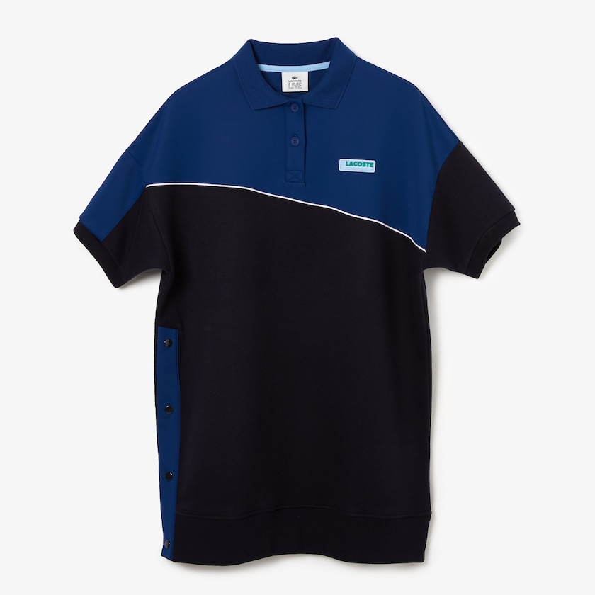 Vestido Polo Azul Marinho Azuis Azuis Feminino Lacoste LIVE Two-Tone Fleece And Neoprene GG5-42304C8