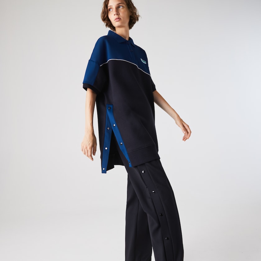 Vestido Polo Azul Marinho Azuis Azuis Feminino Lacoste LIVE Two-Tone Fleece And Neoprene GG5-42304C8