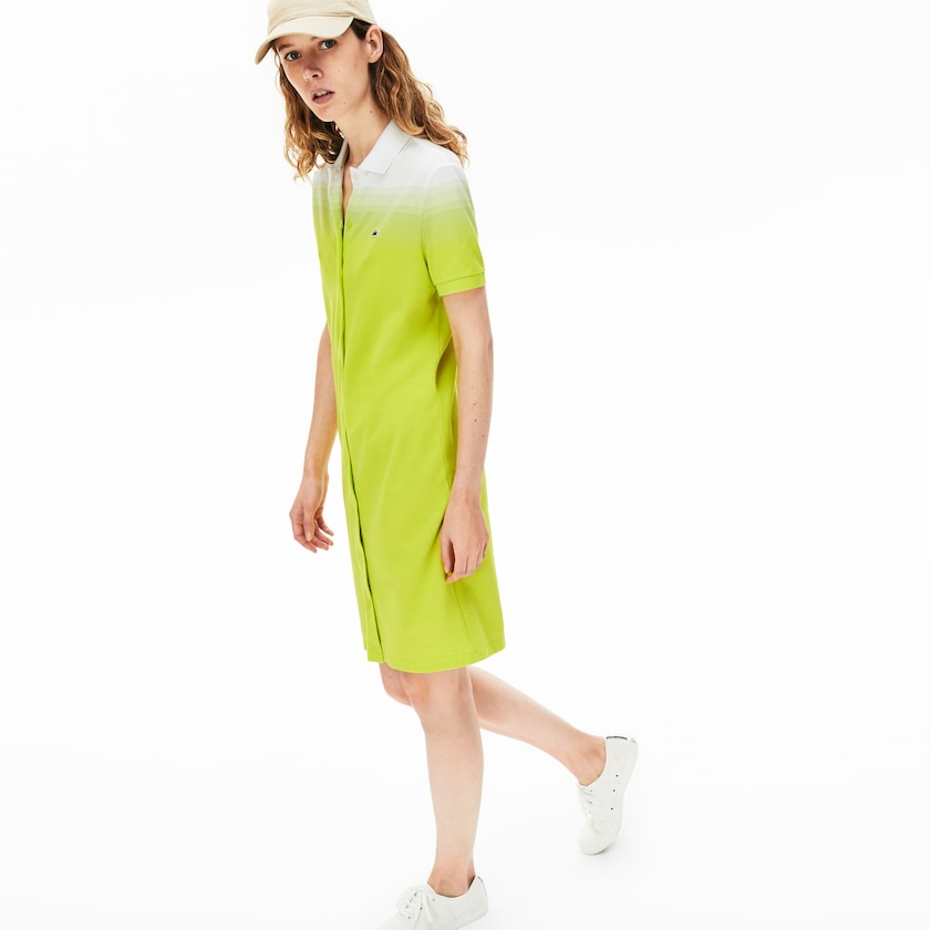 Vestido Polo Amarelas Branco Feminino Lacoste Made in France Cotton Piqué LA3-92079Q3
