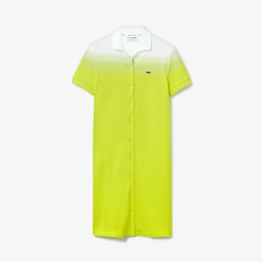 Vestido Polo Amarelas Branco Feminino Lacoste Made in France Cotton Piqué LA3-92079Q3