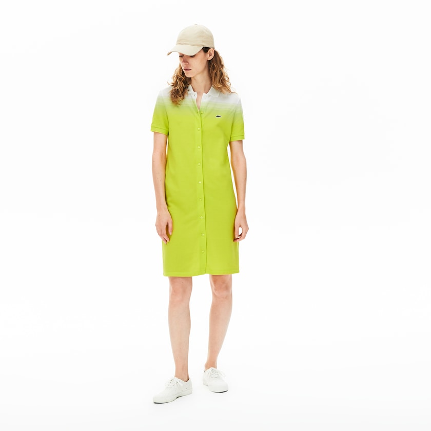 Vestido Polo Amarelas Branco Feminino Lacoste Made in France Cotton Piqué LA3-92079Q3
