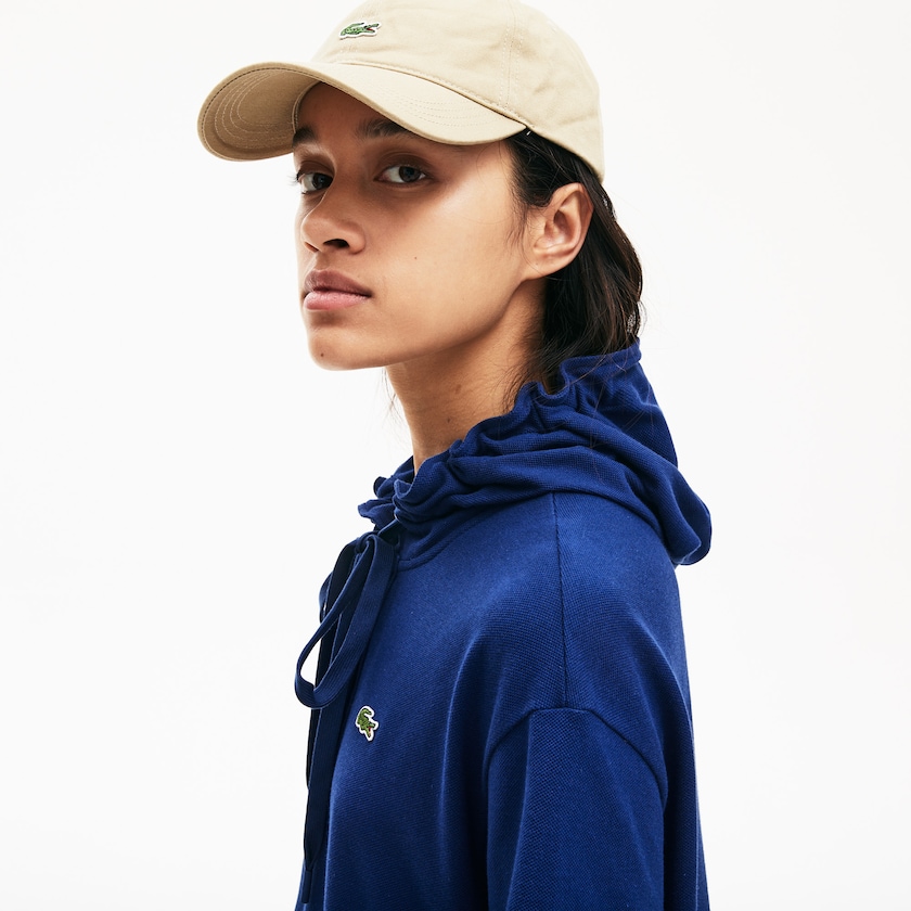 Vestido Polo Azul Marinho Azuis Feminino Lacoste Oversized Hooded Organic Cotton Piqué CK2-38453C6