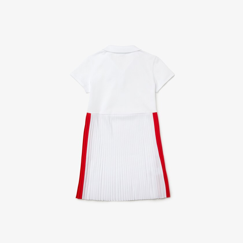 Vestido Polo Branco Vermelhas Feminino Lacoste Pleated Lightweight Cotton Piqué QY0-80088I8