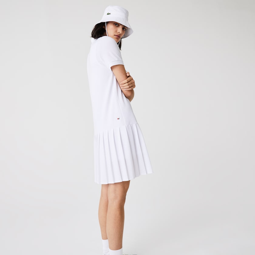 Vestido Polo Branco Verdes Azul Marinho Azuis Feminino Lacoste SPORT Roland Garros Pleated MR9-50885K1