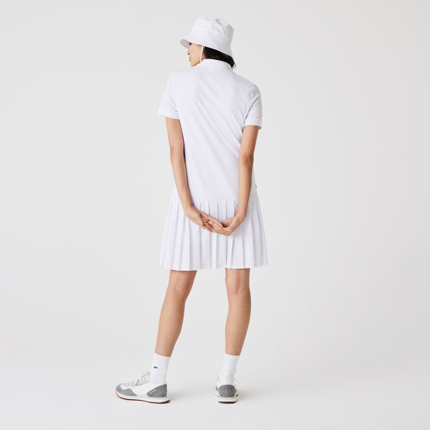 Vestido Polo Branco Verdes Azul Marinho Azuis Feminino Lacoste SPORT Roland Garros Pleated MR9-50885K1