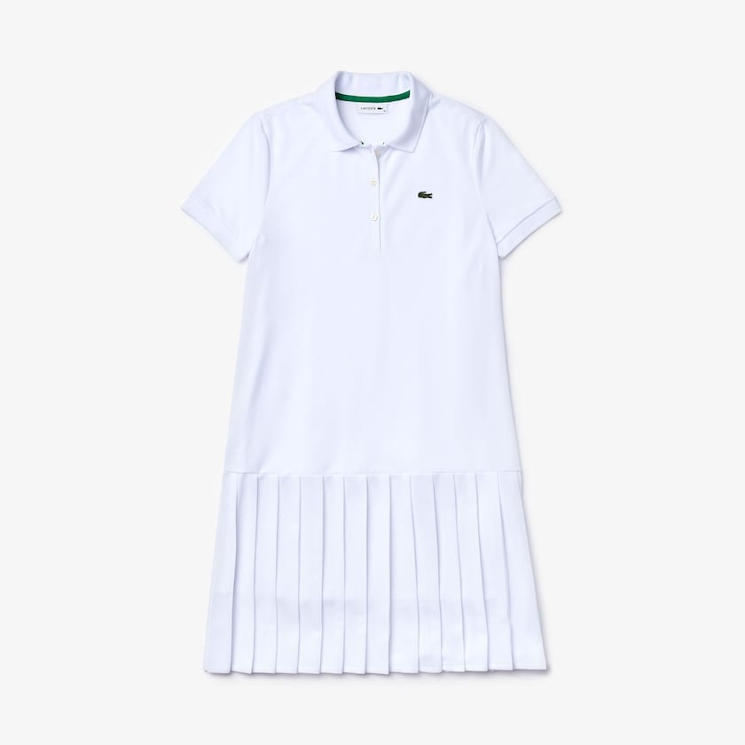 Vestido Polo Branco Verdes Azul Marinho Azuis Feminino Lacoste SPORT Roland Garros Pleated MR9-50885K1