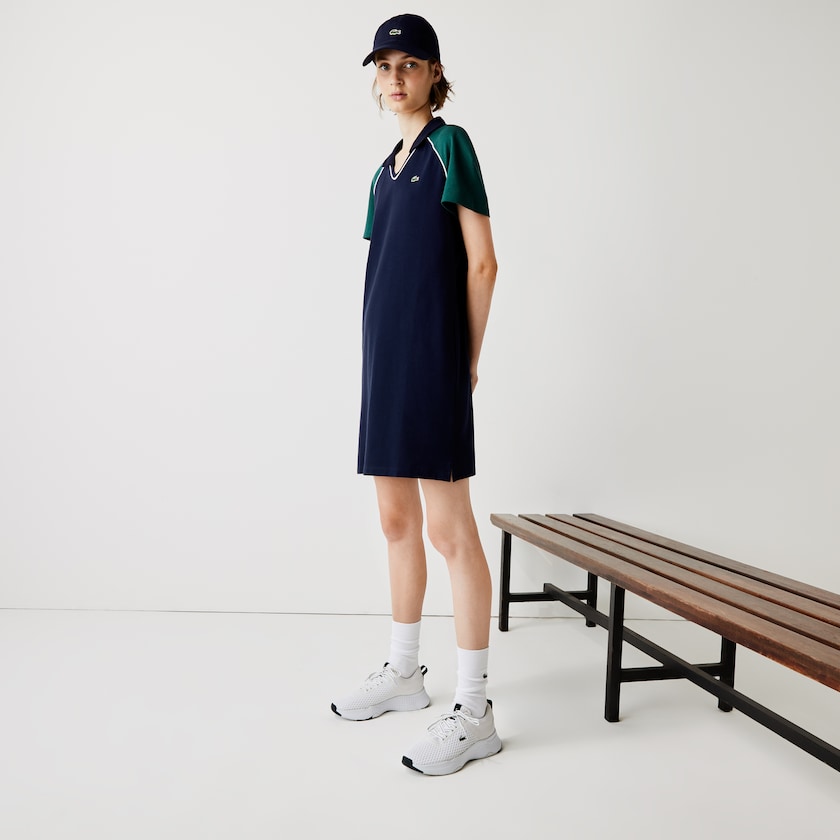 Vestido Polo Azul Marinho Azuis Verdes Branco Feminino Lacoste SPORT Stretch Cotton Golf RG2-11931H0