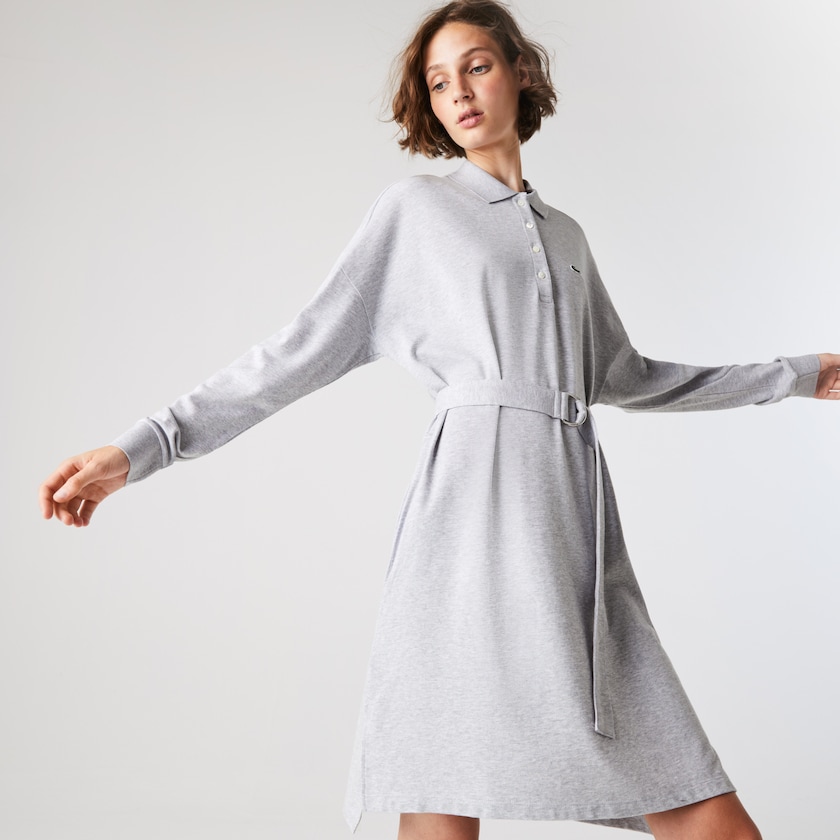 Vestido Polo Cinzentas Feminino Lacoste Straight Flowy Piqué EI9-91279O9