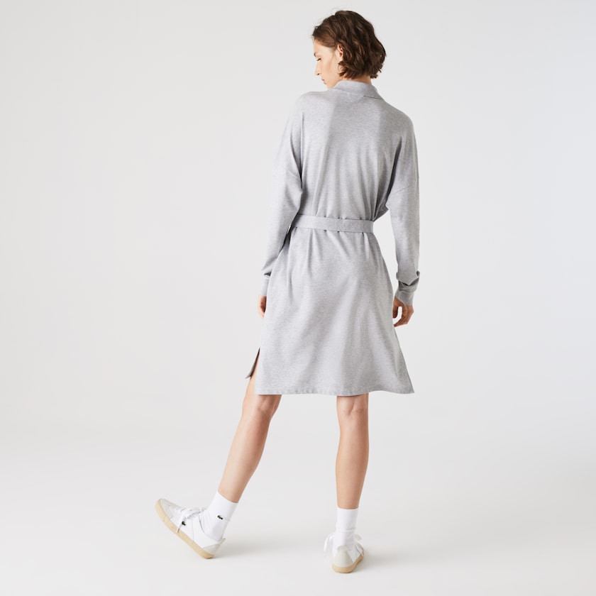 Vestido Polo Cinzentas Feminino Lacoste Straight Flowy Piqué EI9-91279O9
