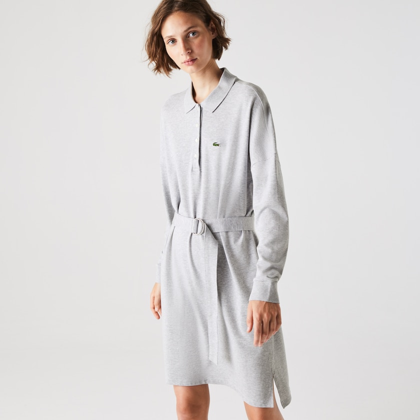 Vestido Polo Cinzentas Feminino Lacoste Straight Flowy Piqué EI9-91279O9