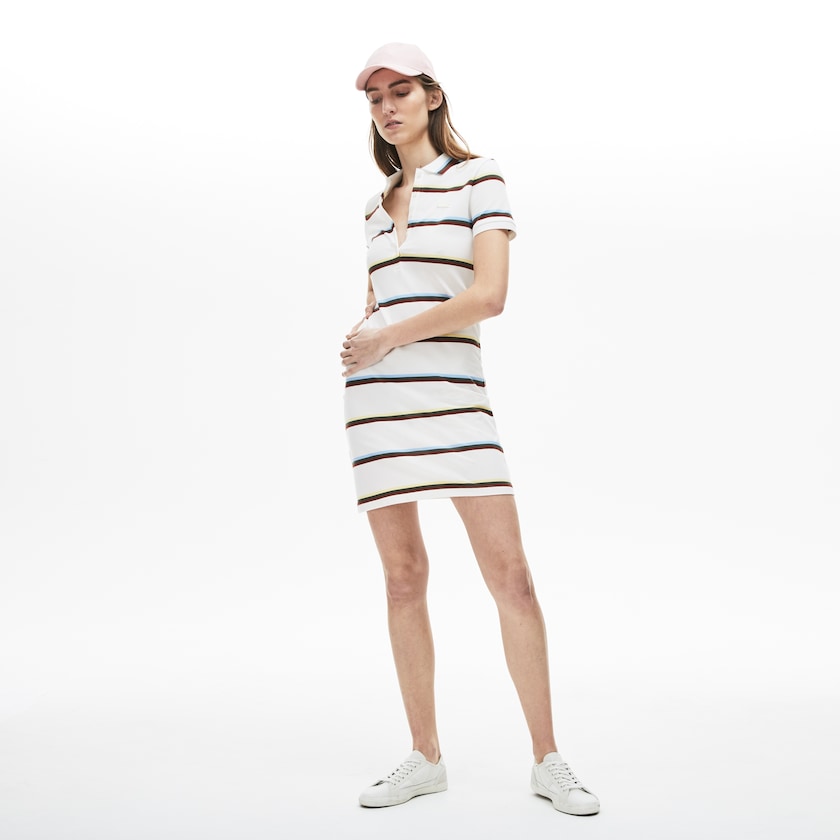 Vestido Polo Branco Feminino Lacoste Stretch Cotton LK9-19351D3