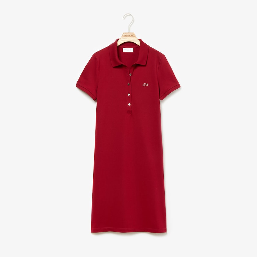 Vestido Polo Vermelhas Escuro Feminino Lacoste Stretch Cotton Mini Piqué IM8-69586A6