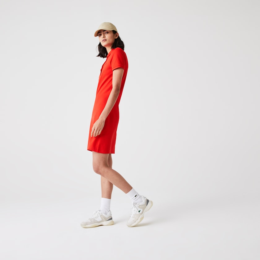 Vestido Polo Vermelhas Feminino Lacoste Stretch Cotton Piqué LR8-87448B2