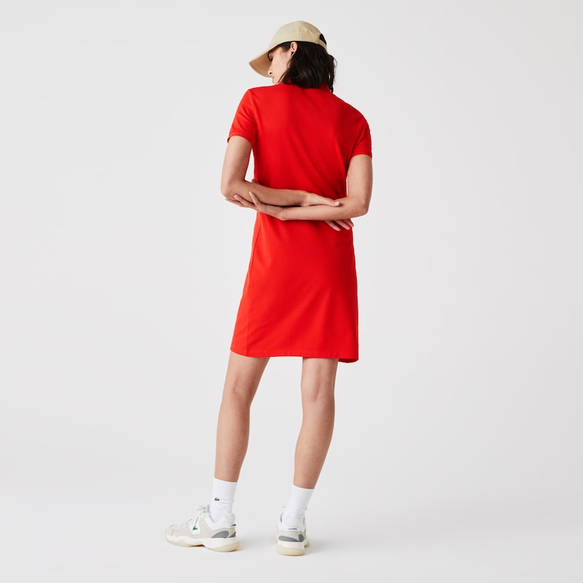 Vestido Polo Vermelhas Feminino Lacoste Stretch Cotton Piqué LR8-87448B2