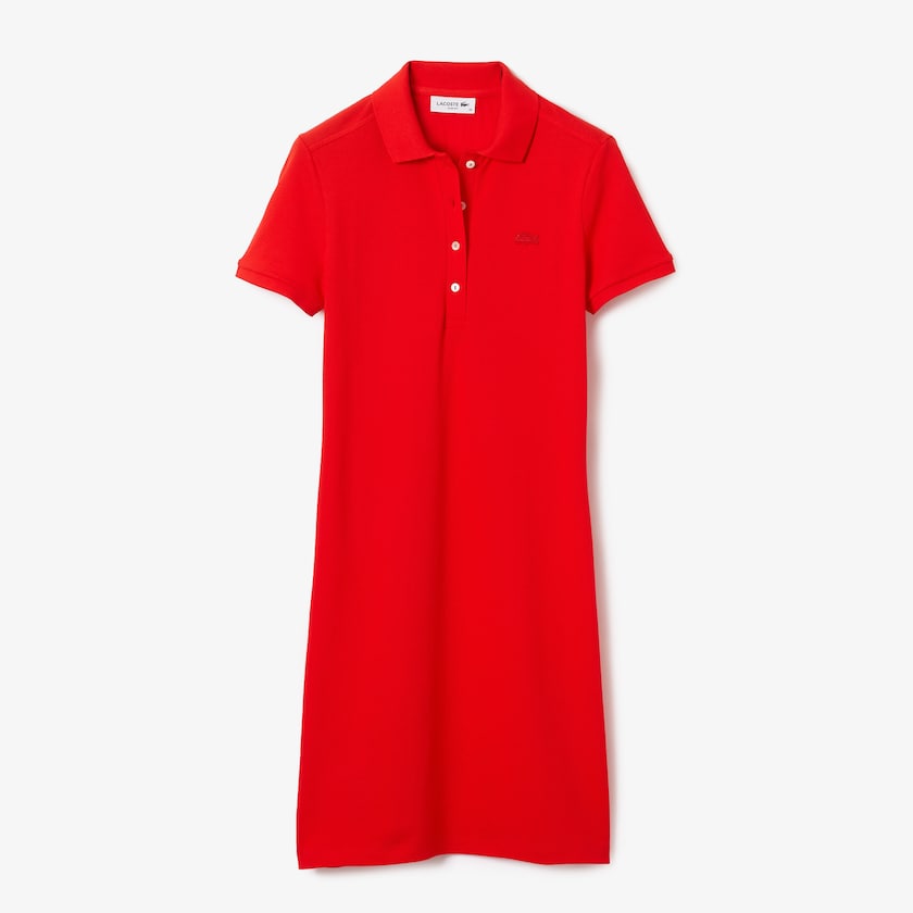 Vestido Polo Vermelhas Feminino Lacoste Stretch Cotton Piqué LR8-87448B2